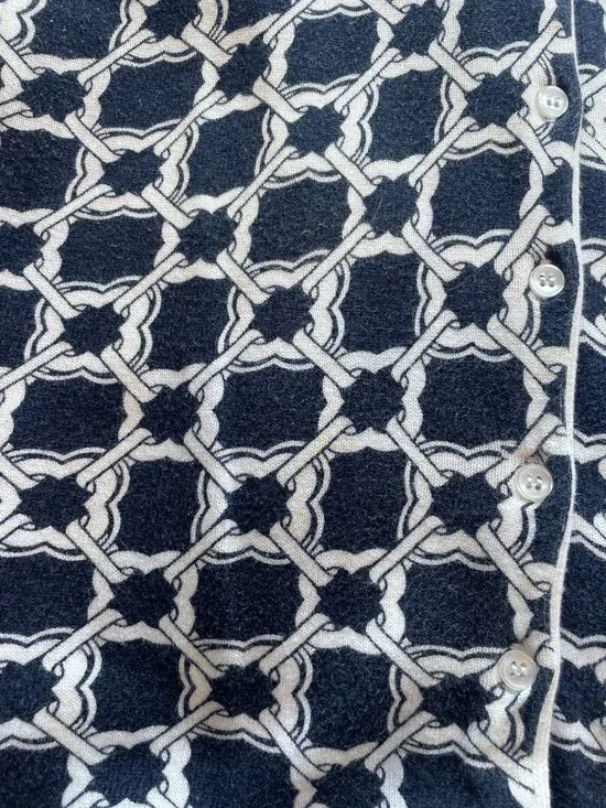 Navy & White Patterned Cardigan – Size L - Picture 3 of 4